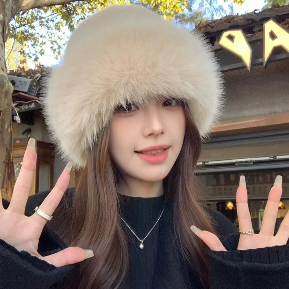 Color: green - Warm Warm Hat Casual Plush Fluffy Plush Cap Versatile Solid Hat for Holiday Season