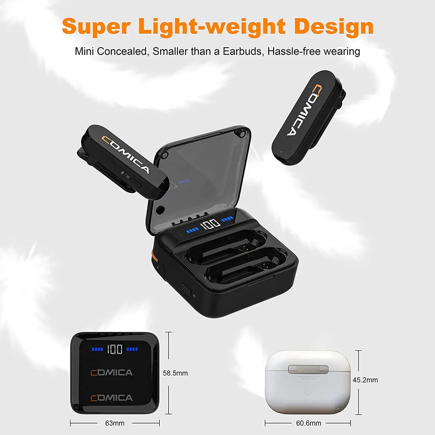Color: WHITE, Ships From: CHINA - Comica Vimo S Wireless Lavalier Microphone 2.4G Compact Wireless Lapel Microphone With Charging Case for iPhone Android Phone
