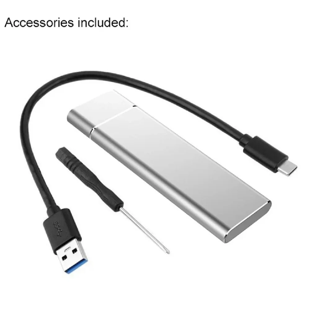 Color: Silver - Aluminum Alloy M.2 HDD Enclosure Case Hard Drive Box B-KEY External Hard Drive Box USB C Interface Support SATA & NVME Protocol