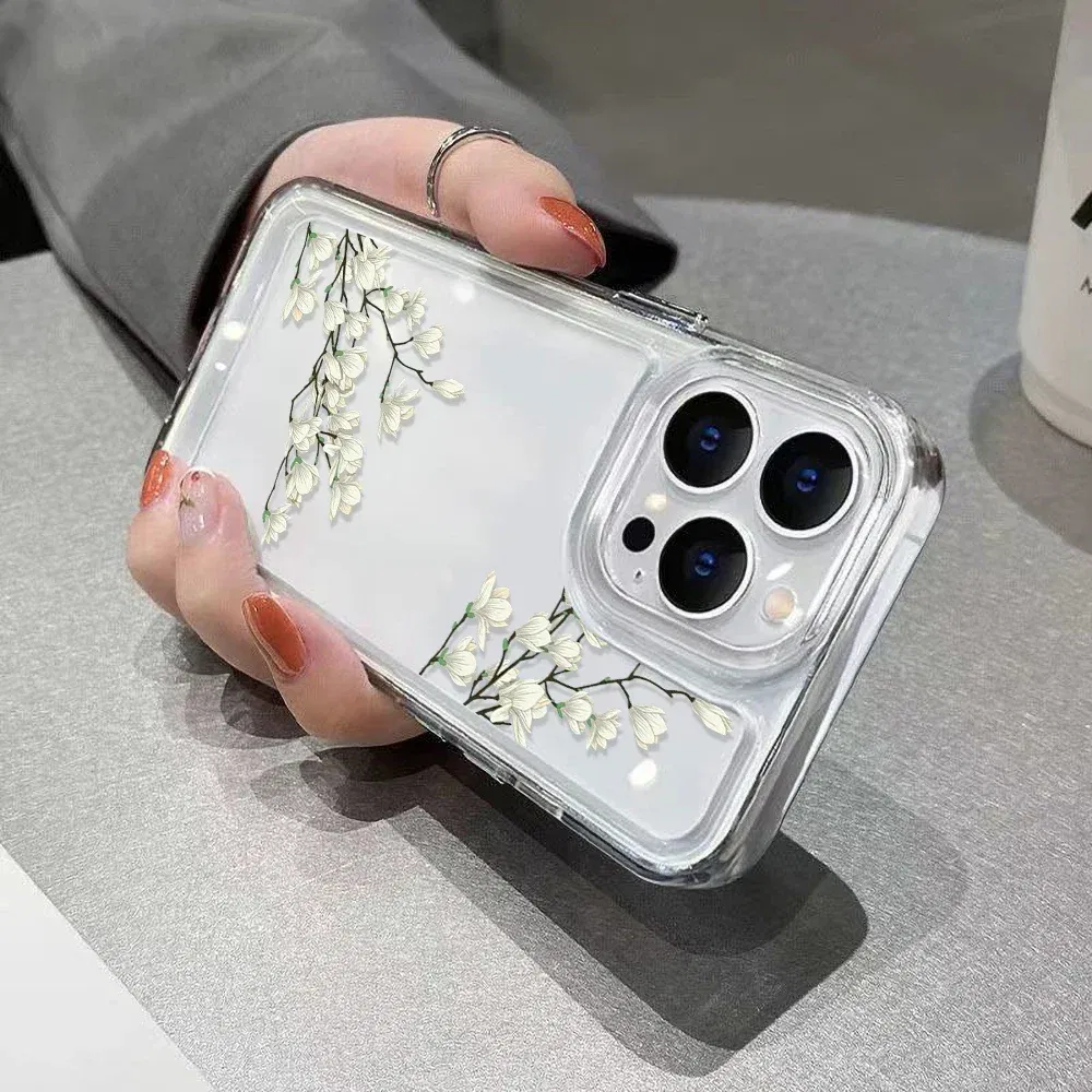 Material: Polyester, Color: Red - High Transparency Case iPhone 15 14 13 12 11 XSM XR X 6 7 8 Plus Case Jasmine Clear Case iPhone Aesthetic Korean Phone Case