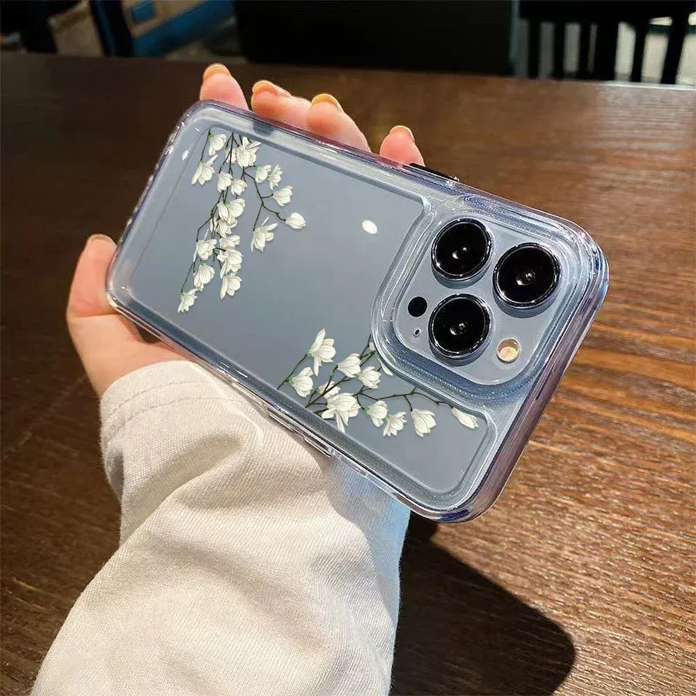 Material: Polyester, Color: Red - High Transparency Case iPhone 15 14 13 12 11 XSM XR X 6 7 8 Plus Case Jasmine Clear Case iPhone Aesthetic Korean Phone Case