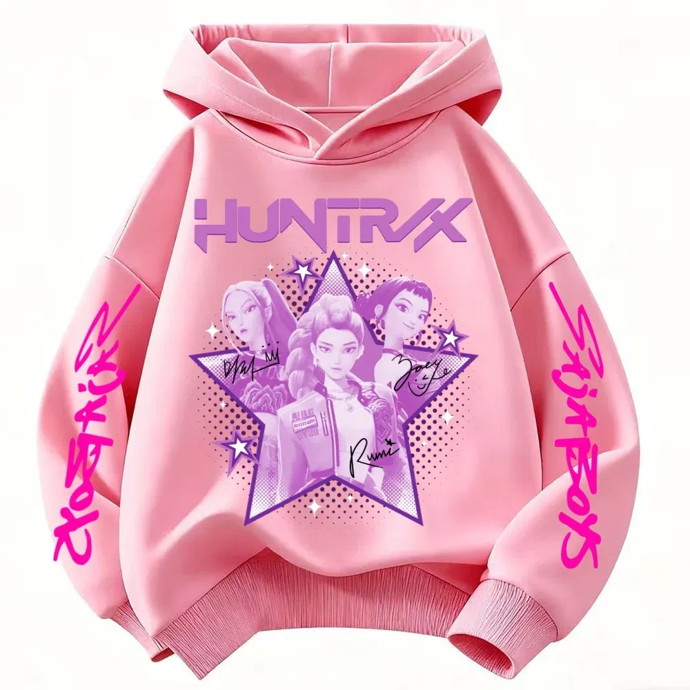 Color: WHITE, Kid Size: 4 - KPop Demon Hunter Huntrix Children's Sweatshirt Autumn New Boys Girls Fashion Street Pullover Children's Clothing