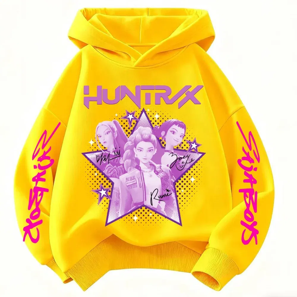 Color: WHITE, Kid Size: 4 - KPop Demon Hunter Huntrix Children's Sweatshirt Autumn New Boys Girls Fashion Street Pullover Children's Clothing
