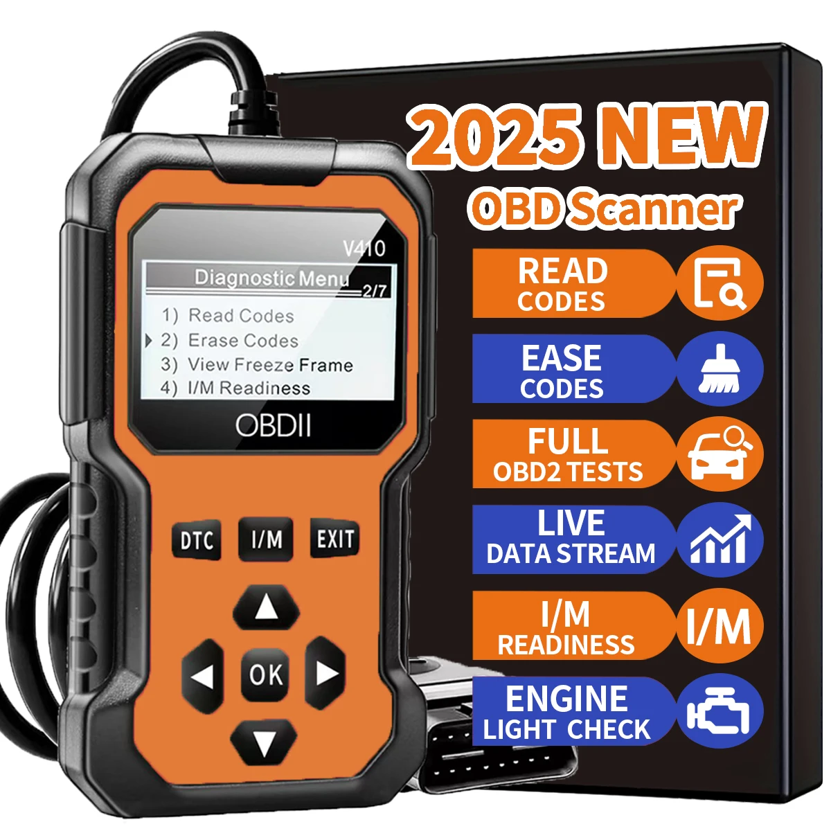 Color: Orange - Car Obd2 Scanner Diagnostic Tool Code Reader Engine Fault Code Reader Scanner Can Diagnose All Obd Ii Protocol Cars since 1996 Scan Tool