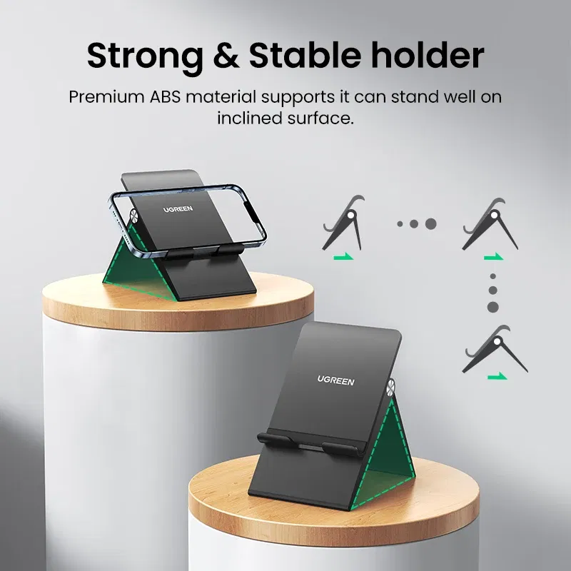 Color: WHITE - UGREEN Phone Stand Holder Desk Cell Phone Dock Stand for iPhone 16 15 14 Pro Max Adjustable Foldable Mobile Phone Holder Stand