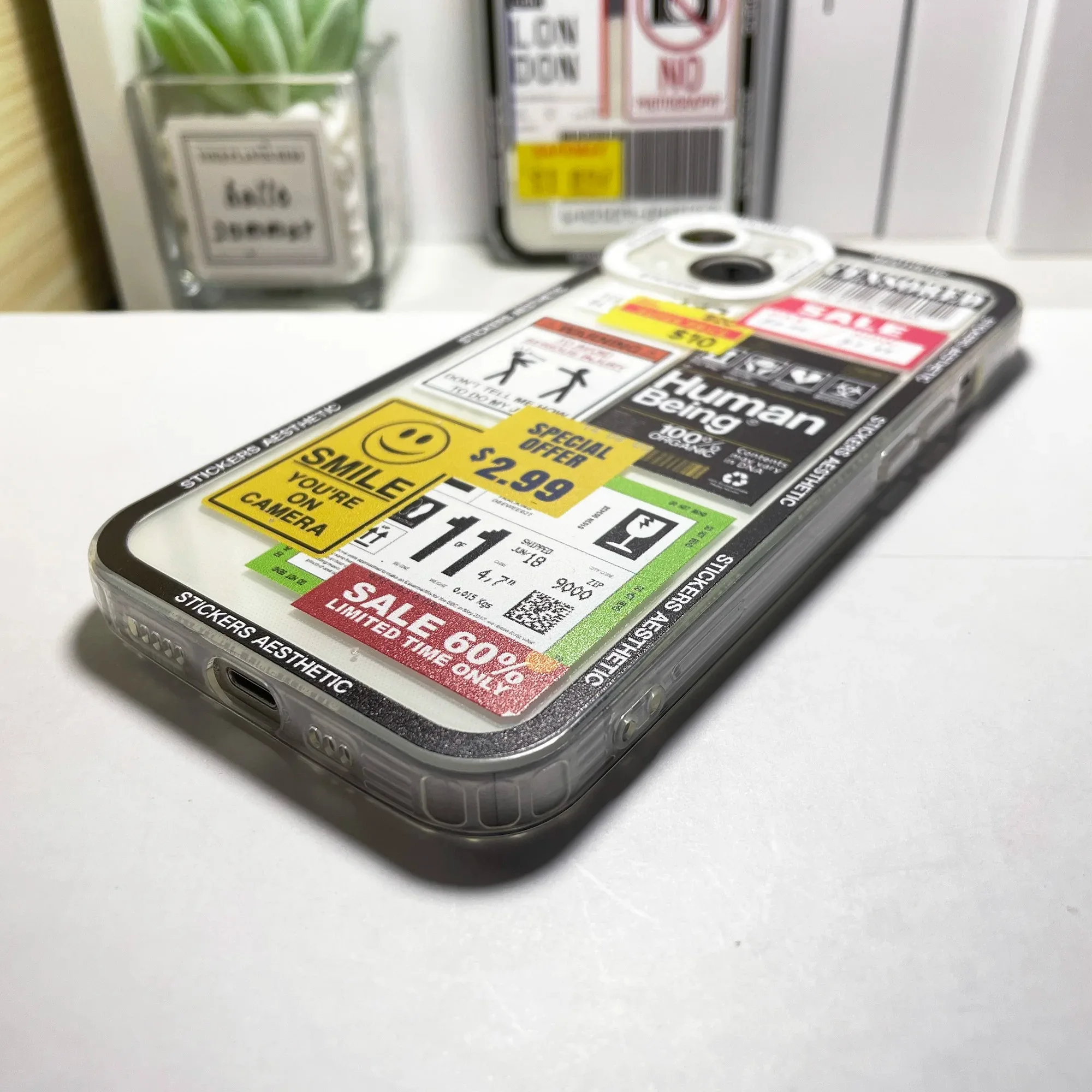 Color: black, Material: ABS - Mix Labels Collage Stickers Aesthetic Phone Case For Samsung Galaxy S10 S20 S21 S22 S23 S24 FE Plus Ultra Note 20