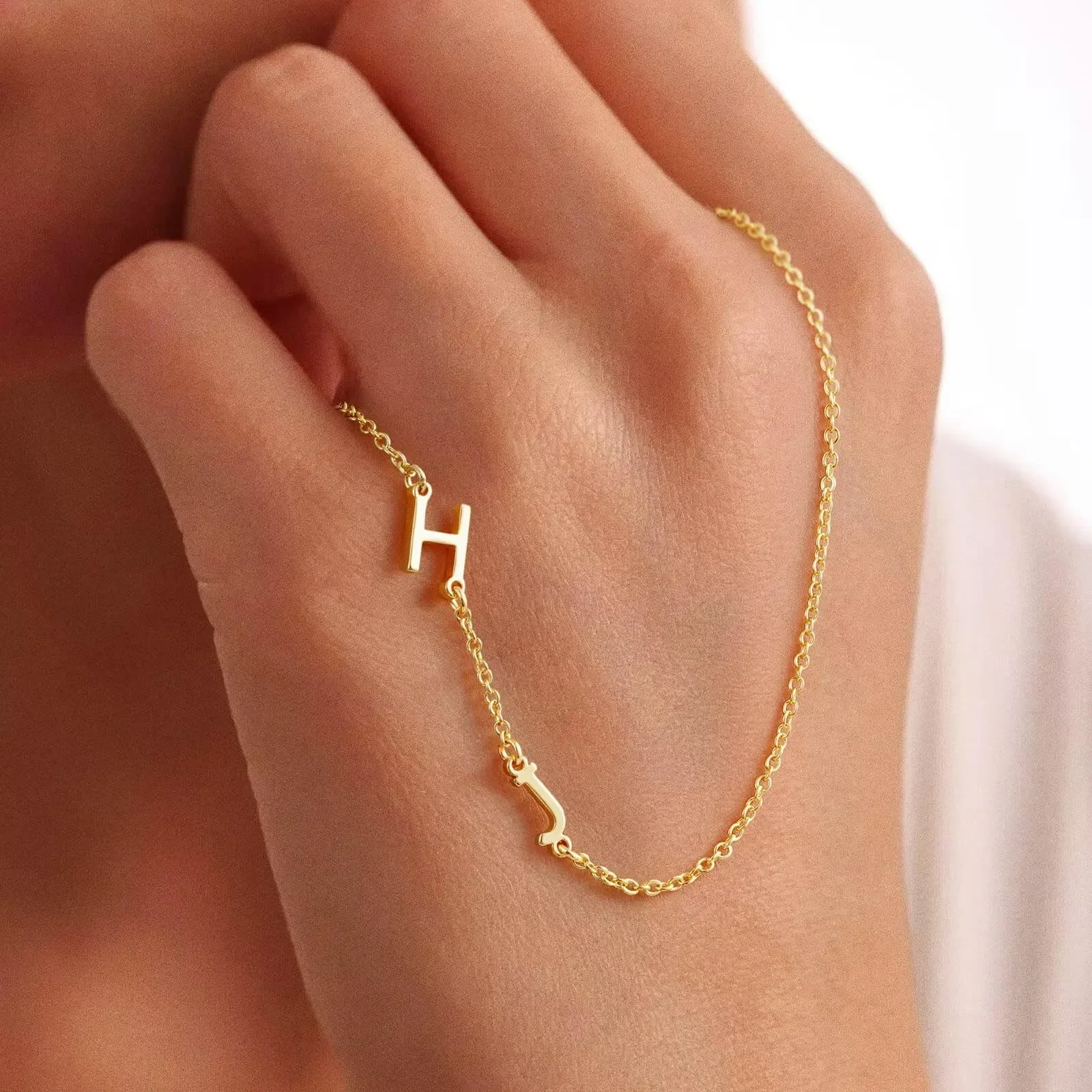 Personalized Necklace with Side Initials