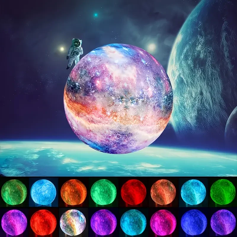 16 Color Remote Control 3D LED Moon Lamp with Stand - USB Plug-in (5.98 Inch)
