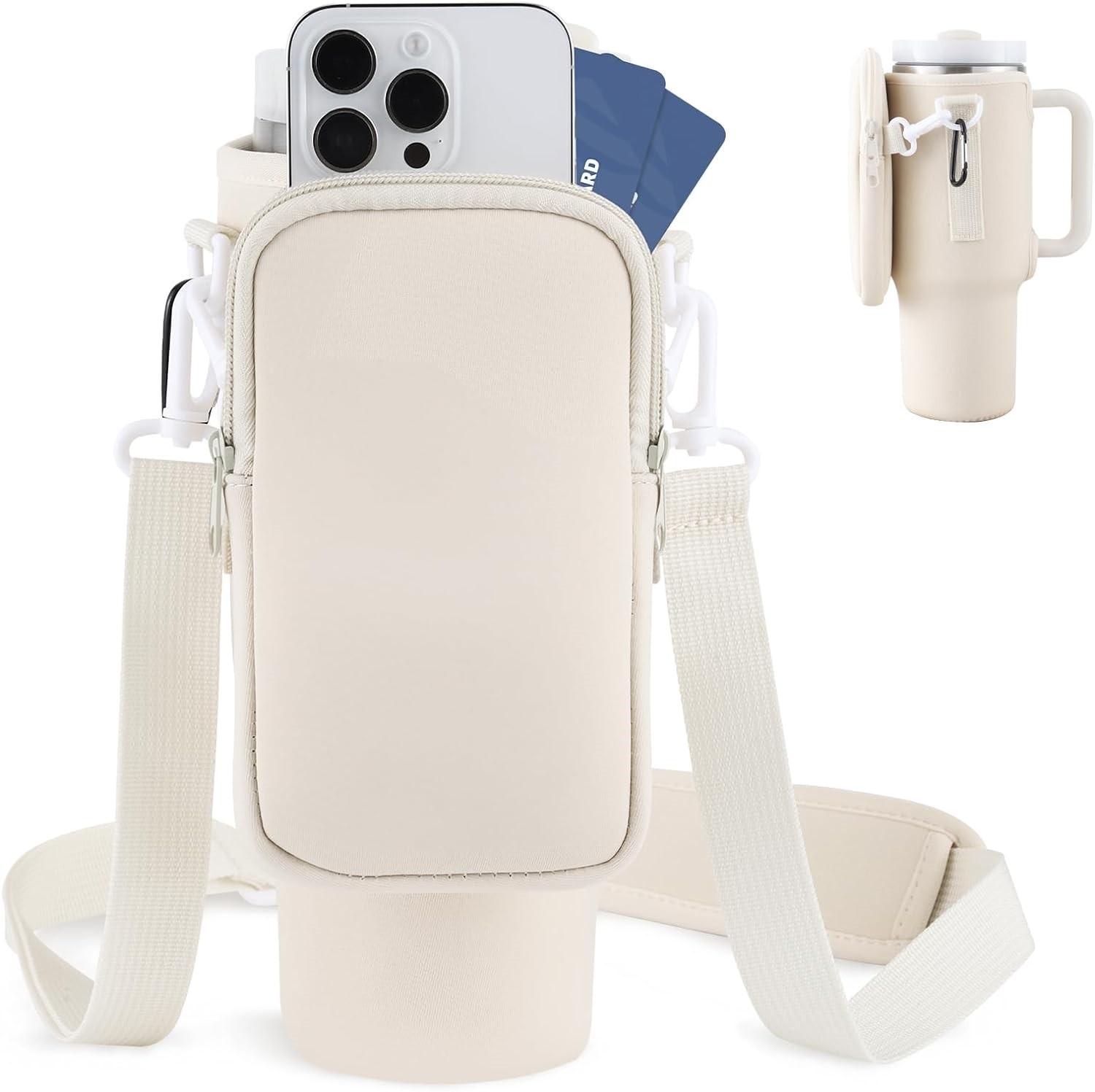 Water Bottle Carrier Bag with Phone Pocket for Stanley Cup
