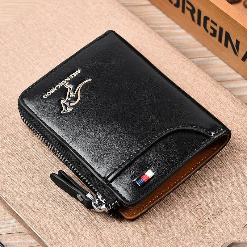 Men's Leather Wallet Anti-theft RFID Blocking