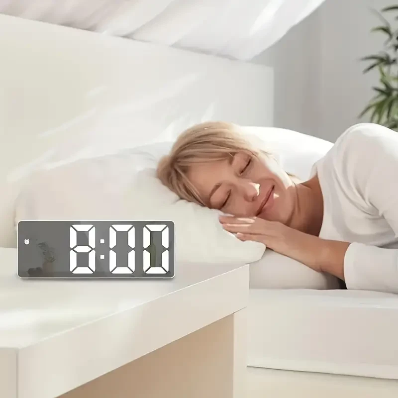 Led Mirror Table Alarm Clock
