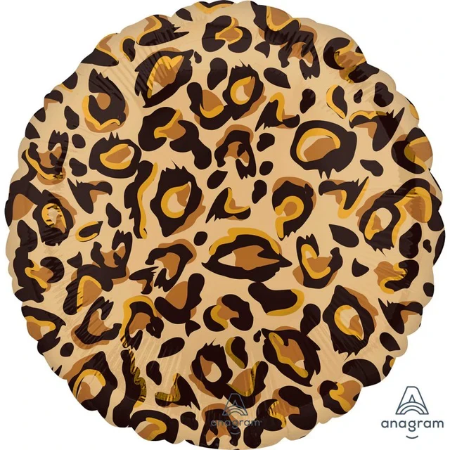 Foil Balloon - Std Hx Leopard Print Animalz (45cm)