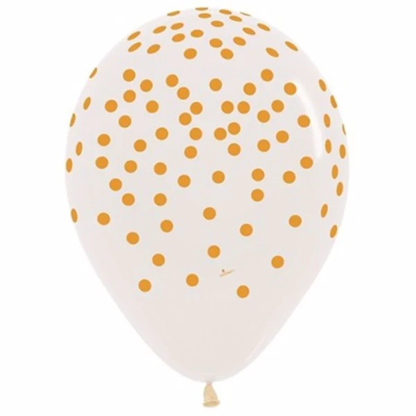 30cm Gold Confetti Jewel Crystal Clear Latex Balloons - Pack of 12