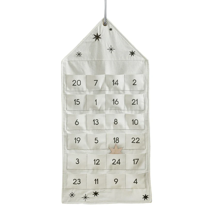 Fabric Advent Calendar - Cosy Copper with Wooden Star (68.8cm)