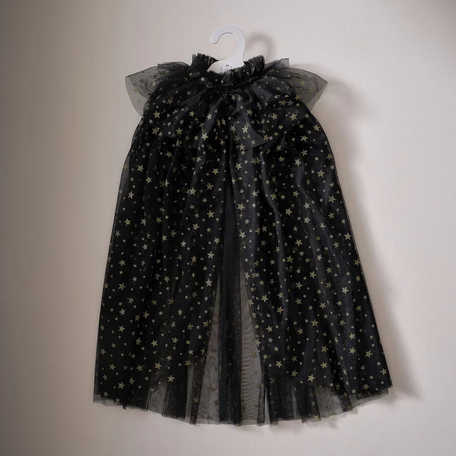 Witch Cape - Fancy Dress Black & Gold Star