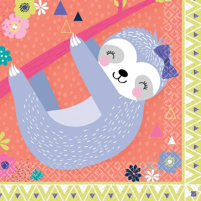 Sloth Beverage Napkins (Pack Of 16)