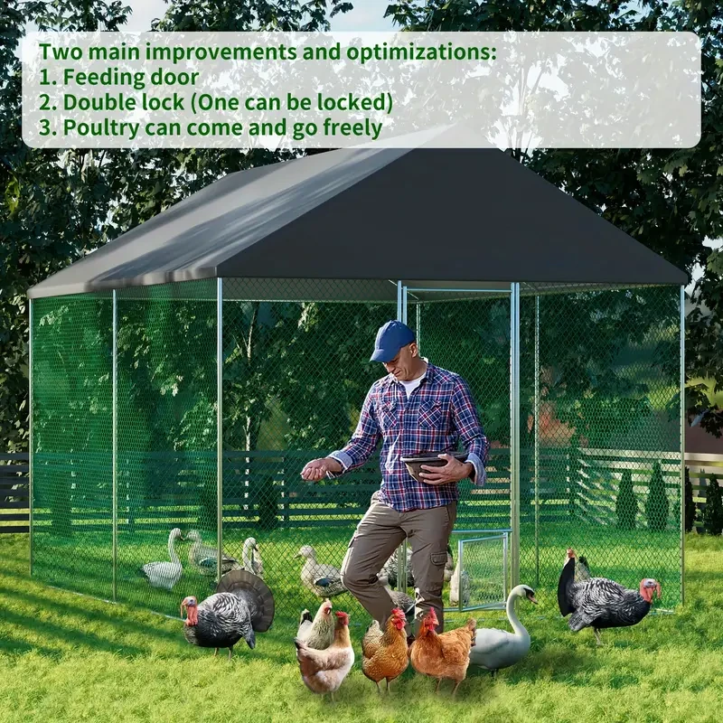 Metal Chicken Coop: Outdoor Large Metal Poultry Cage