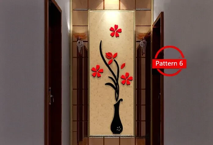 Creative vase acrylic 3D wall sticker