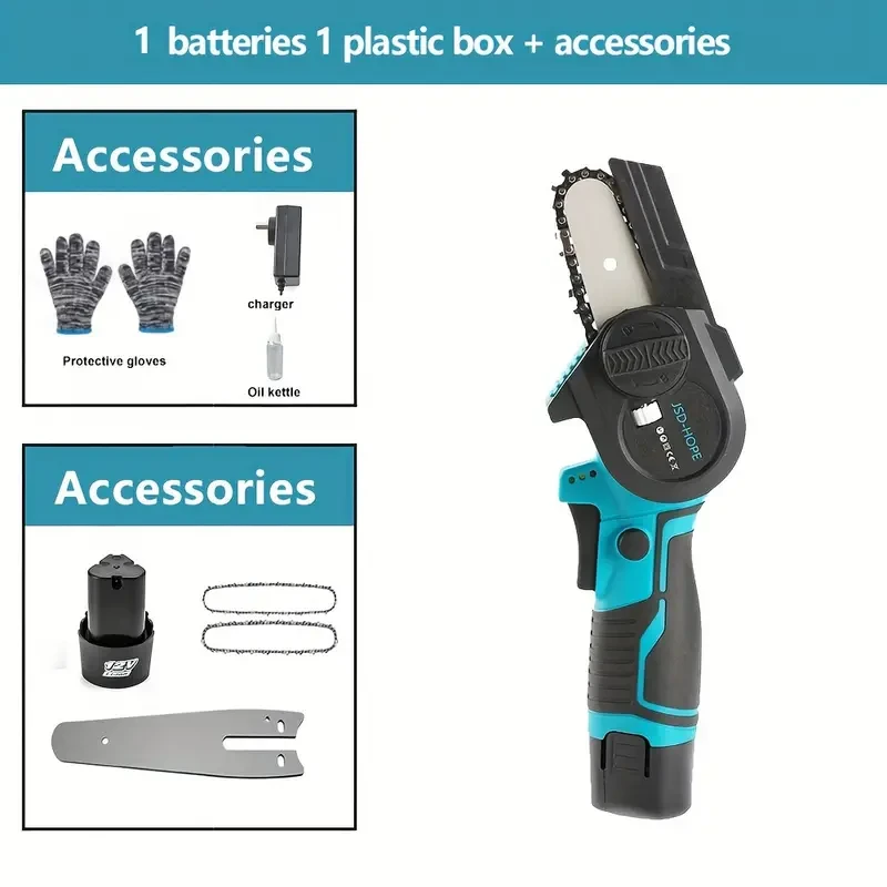 Jsd-Hope Compact Handheld Electric Chain Saw - Rechargeable Battery