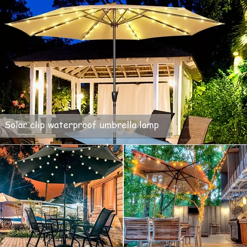 Patio Sunshade Umbrella Light - 8 Mode Solar Waterproof Light, Battery Box Powered