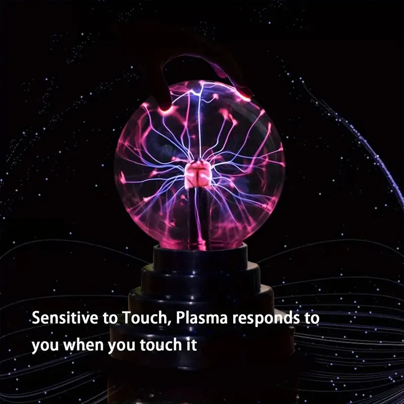 1pc Plasma Ball Light, Touch & Sound Activated Lightning Globe