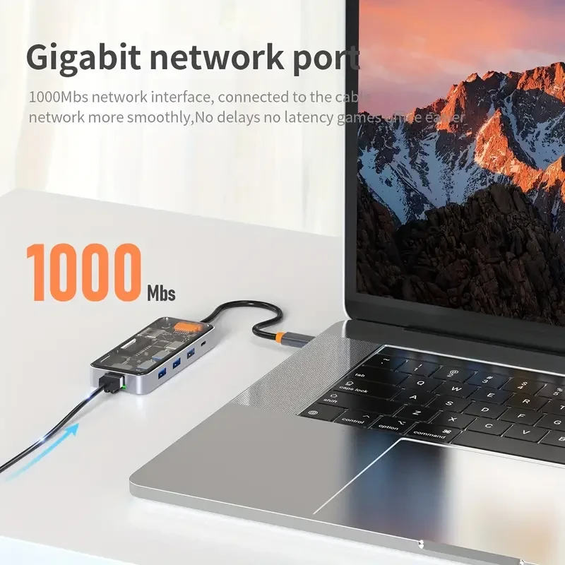 Transparent USB C Hub 8 In 1