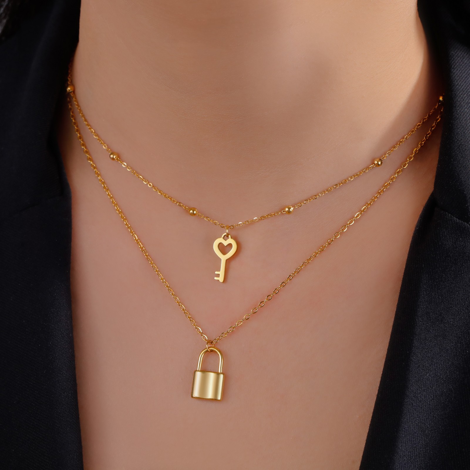 Skyrim Key Padlock Pendant Stainless Steel Necklace