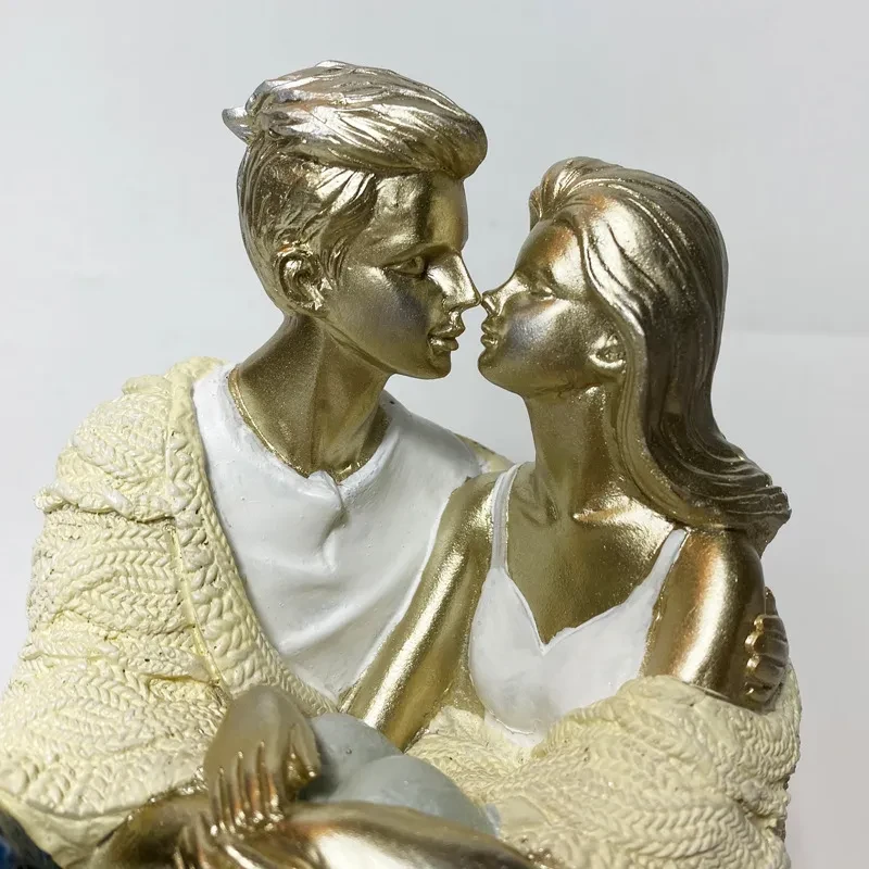 Couple Sitting And Staring At Resin Handicraft Decorative Ornaments
