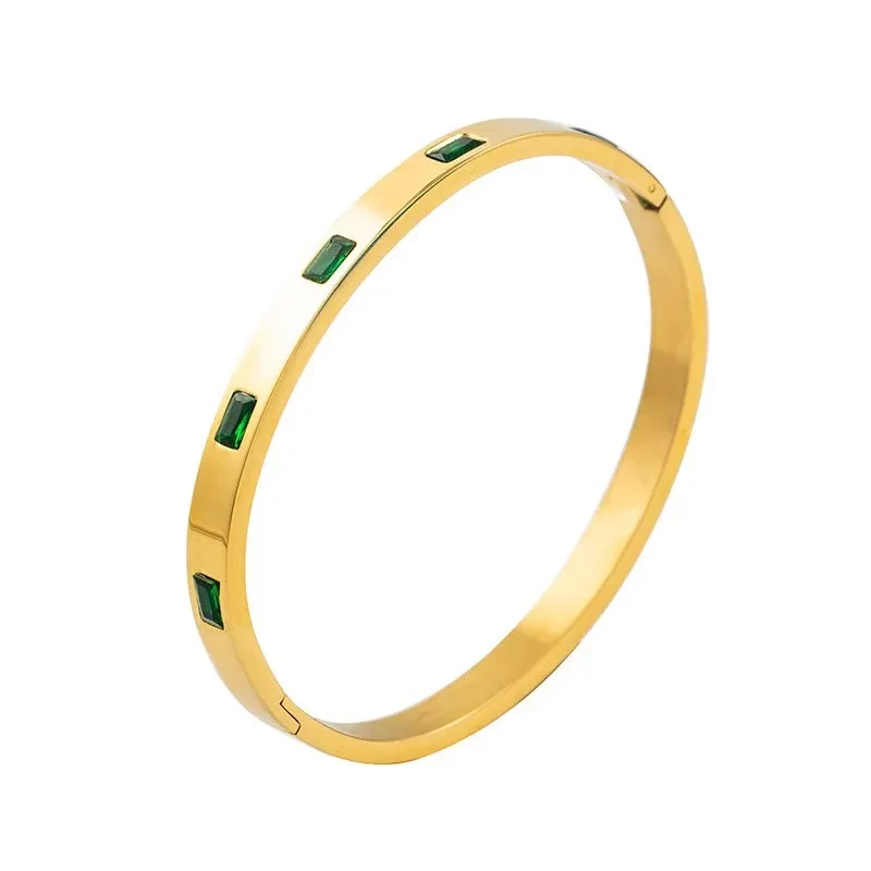 Stainless Steel Bracelet New Bracelet Wrist Ring Inlaid Stone Non-fading