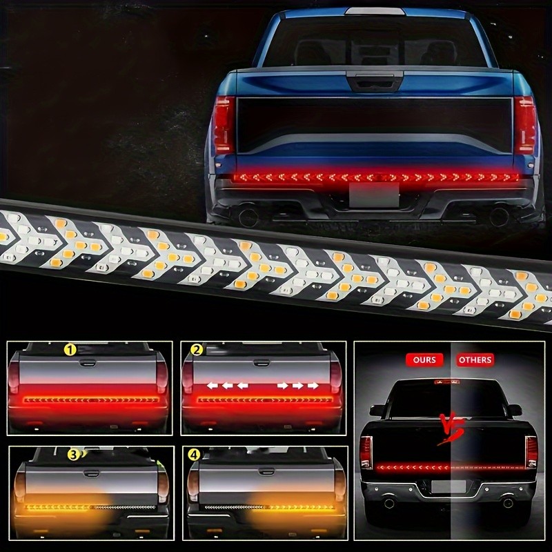 1PC Arrow 60-Inch Car LED Light Bar 12V Sequential Amber LED Waterproof Flexible Light