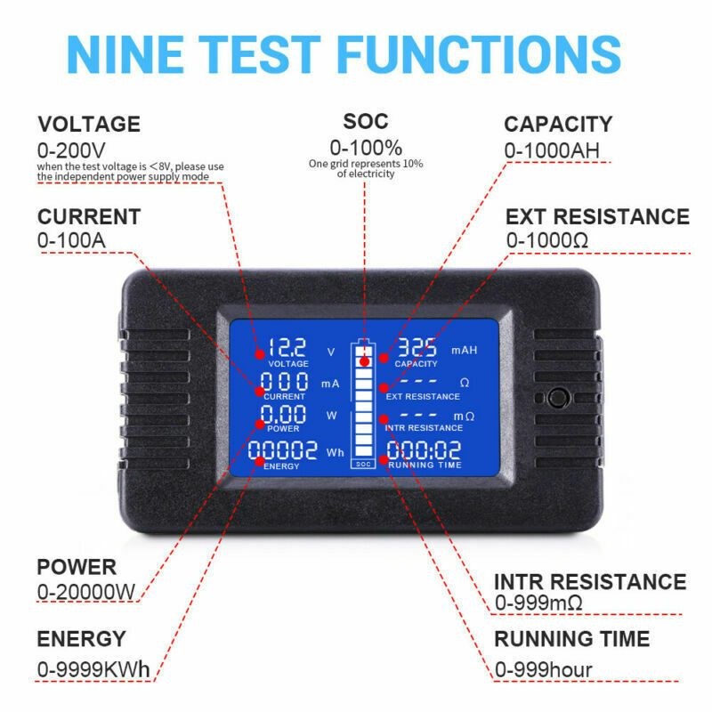 Battery Monitor Current Power Meter 100A Shunt