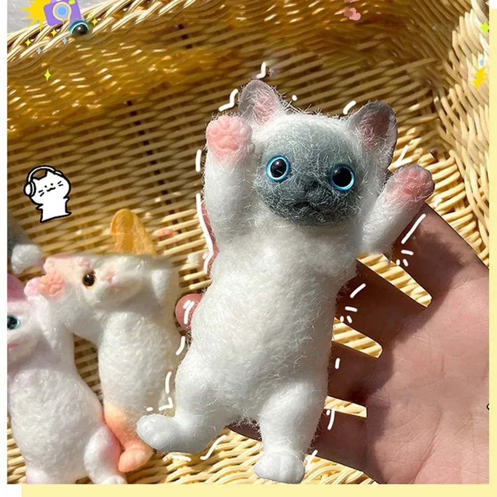 Squishy Cute Flocking Cat Stress Relief Toy - Extra Large Sensory Fidget Toy