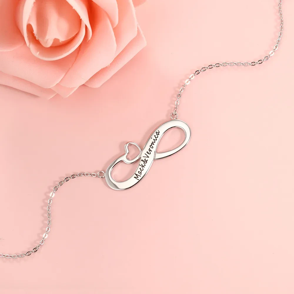 Eight-shaped necklace heart-shaped pendant