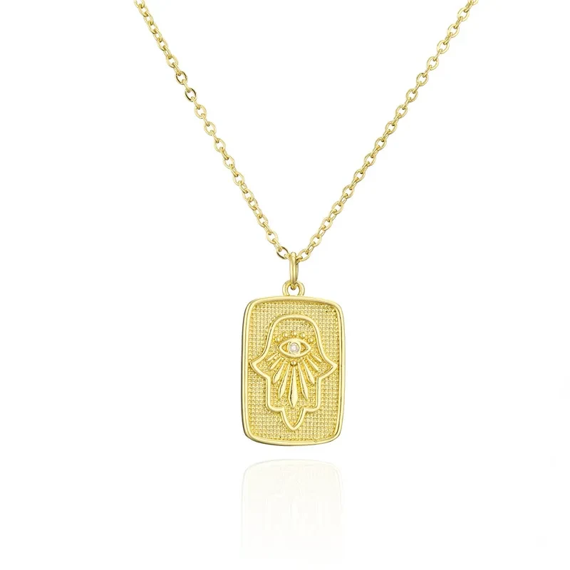Copper Plating 18K Gold Square Pendant