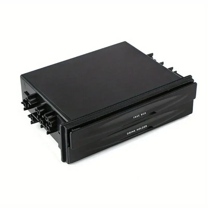 [Black Plastic Car Storage Box]Universal Car Radio Pocket and Drink Holder Organizer Box