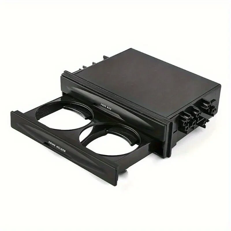 [Black Plastic Car Storage Box]Universal Car Radio Pocket and Drink Holder Organizer Box