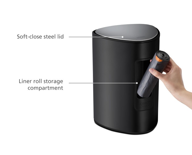 Easystore 5L Pedal Bin Matte - Black  - Joseph Joseph