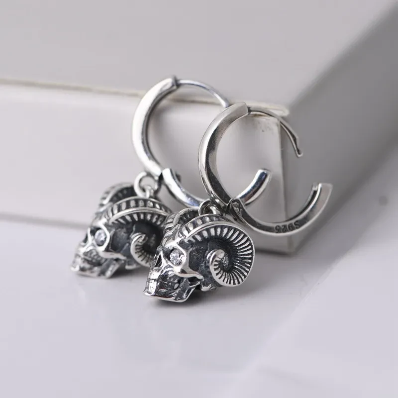 Golden Deer King S925 Silver Vintage Antique Finish Earrings