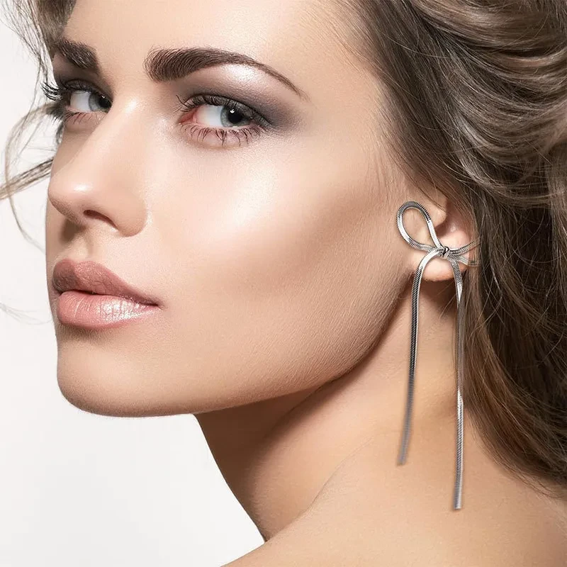 Stainless Steel Jewelry Bow Earrings