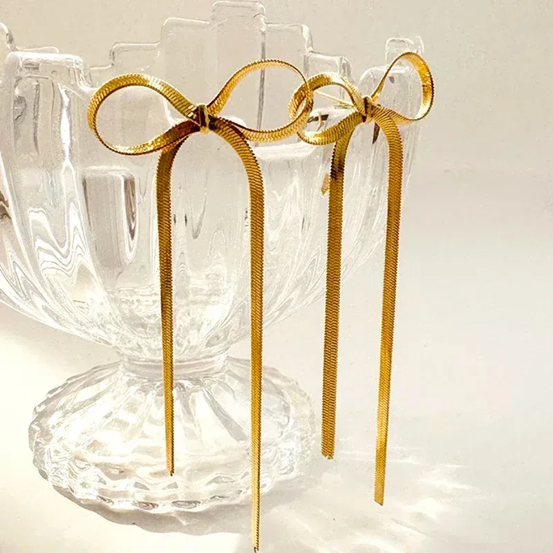 Stainless Steel Jewelry Bow Earrings