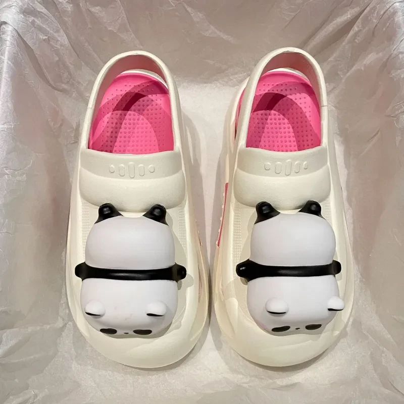 Cute Slipper With Panda Lamp Summer Sandales