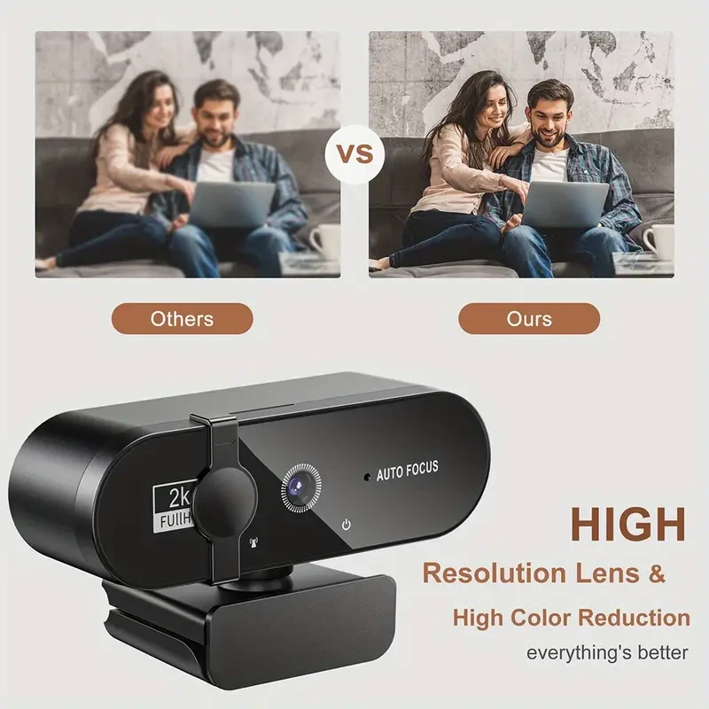 4K Autofocus Webcam - Crystal-Clear Audio, USB Plug-and-Play, Wide Compatibility