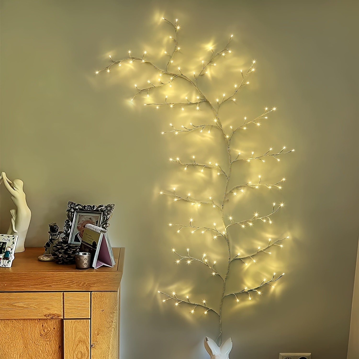 Set Of 144 LED Bendable Willow Vine Lights USB Powered with Remote Control, 8 Modes, Indoor and Outdoor Decorative Lights