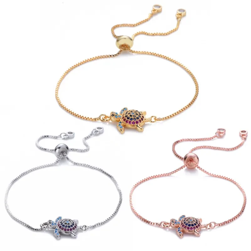 Turtles Bracelet Adjustable Shiny Rhinestones Sparkling Bracelet