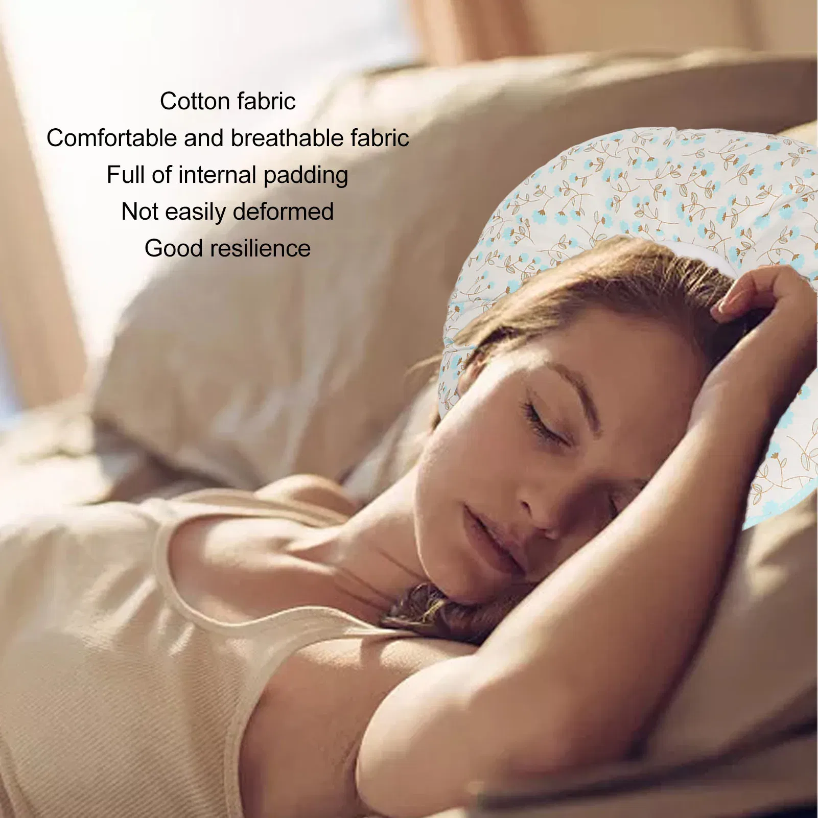 Color: Red - Ear Pillow Breathable Cotton Piercing Ear Care Pillow Ear Hole Guard Neck Support Side Sleeping Pillow Donut Cushion with Hole