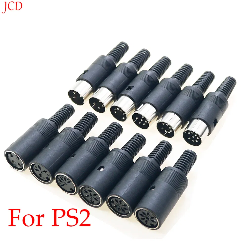 Color: Brown - 5pcs 3P 4P 5P 6P 7P 8Pin DIN Male/Female Plug Jack with Plastic Handle Keyboard Cable Connector Adapter PS2