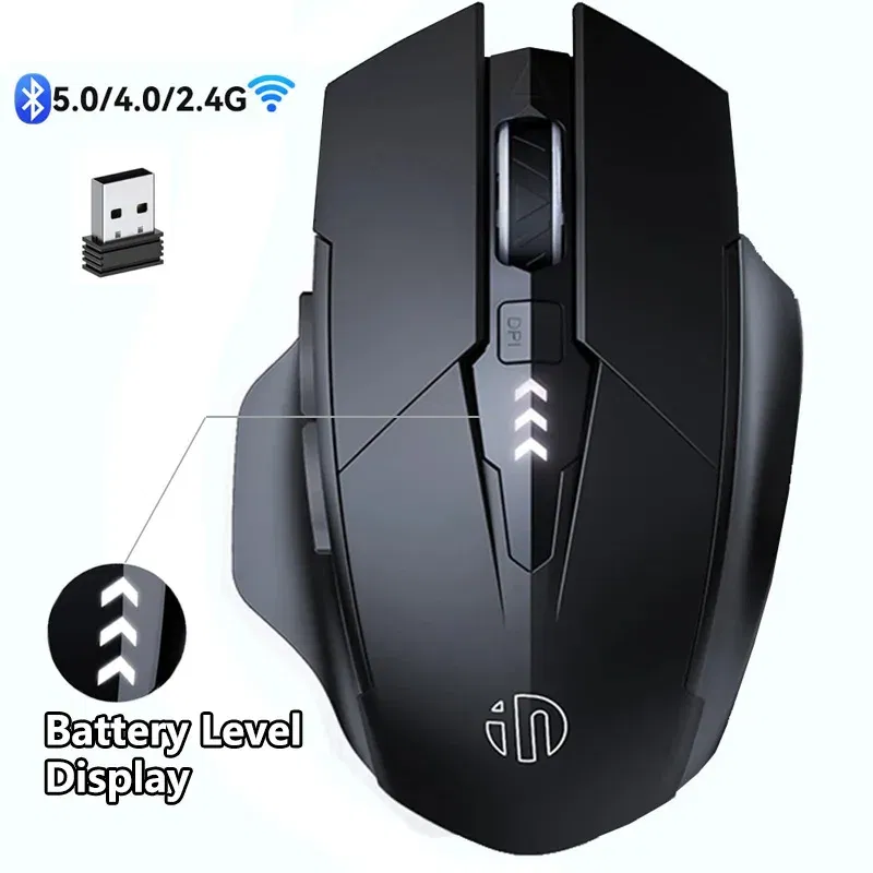 Color: Gold - Inphic Rechargeable Wireless Mouse Ergonomic Bluetooth 5.0 2.4G Mice Office Mute Mouse For MacBook Tablet Laptops Computer PC