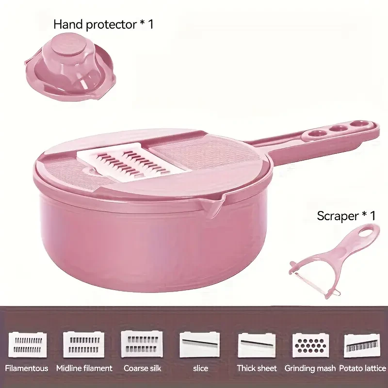 12-in-1 Multi-Functional Vegetable Chopper - Manual Slicer, Shredder, and Grater for Carrots, Potatoes, Radish