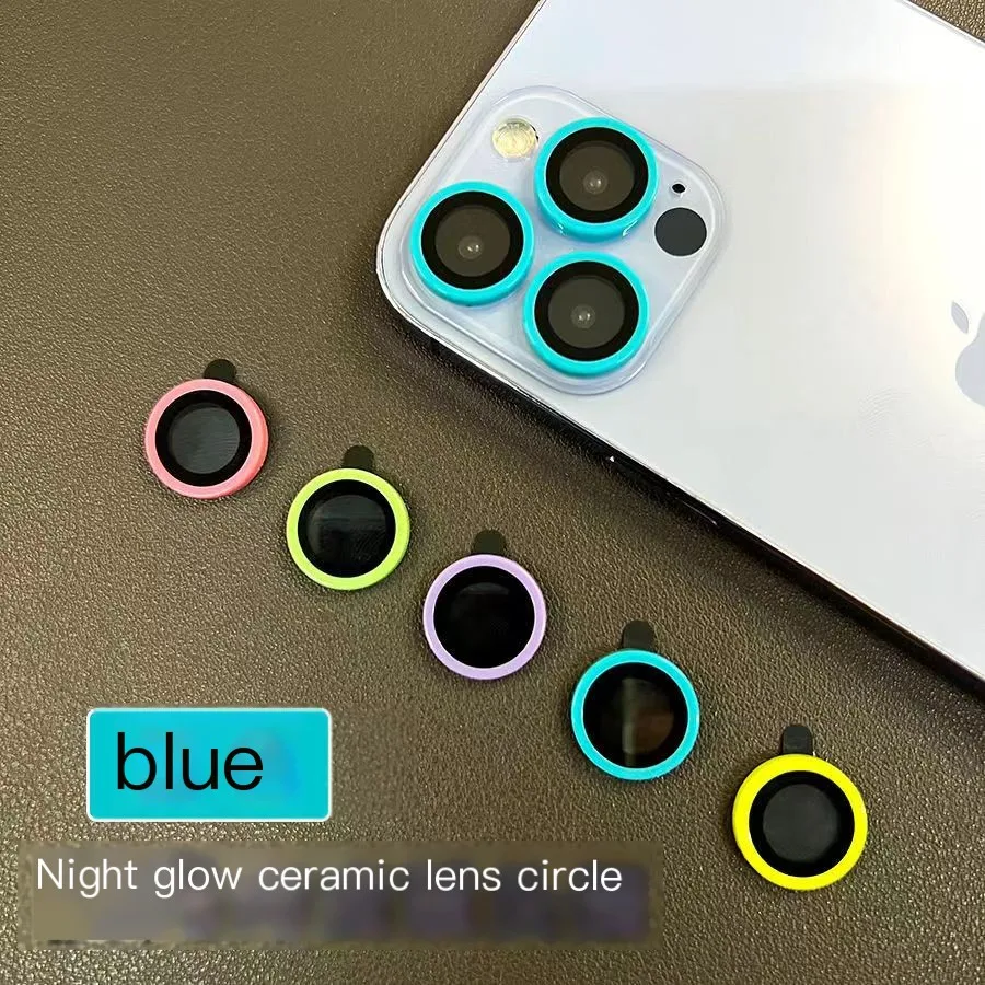 Color: Gold, Bundle: Bundle11, Material: Tempered Glass, Ships From: CHINA - For iPhone 15 14 13 12 Pro Max 12 11 mini Luminous Camera Protector Ceramic Lens Ring Tempered Glass Back lens Cap Cover