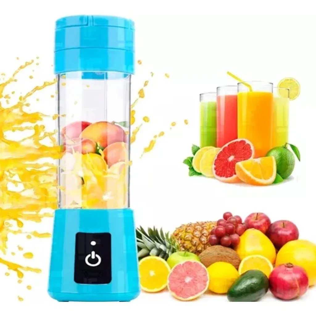Color: Blue - Portable Mini Blender for Shakes and Smoothies Rechargeable USB 380ML Traveling Fruit Juicer Cup Hand Fruit Blender Juicing Cup